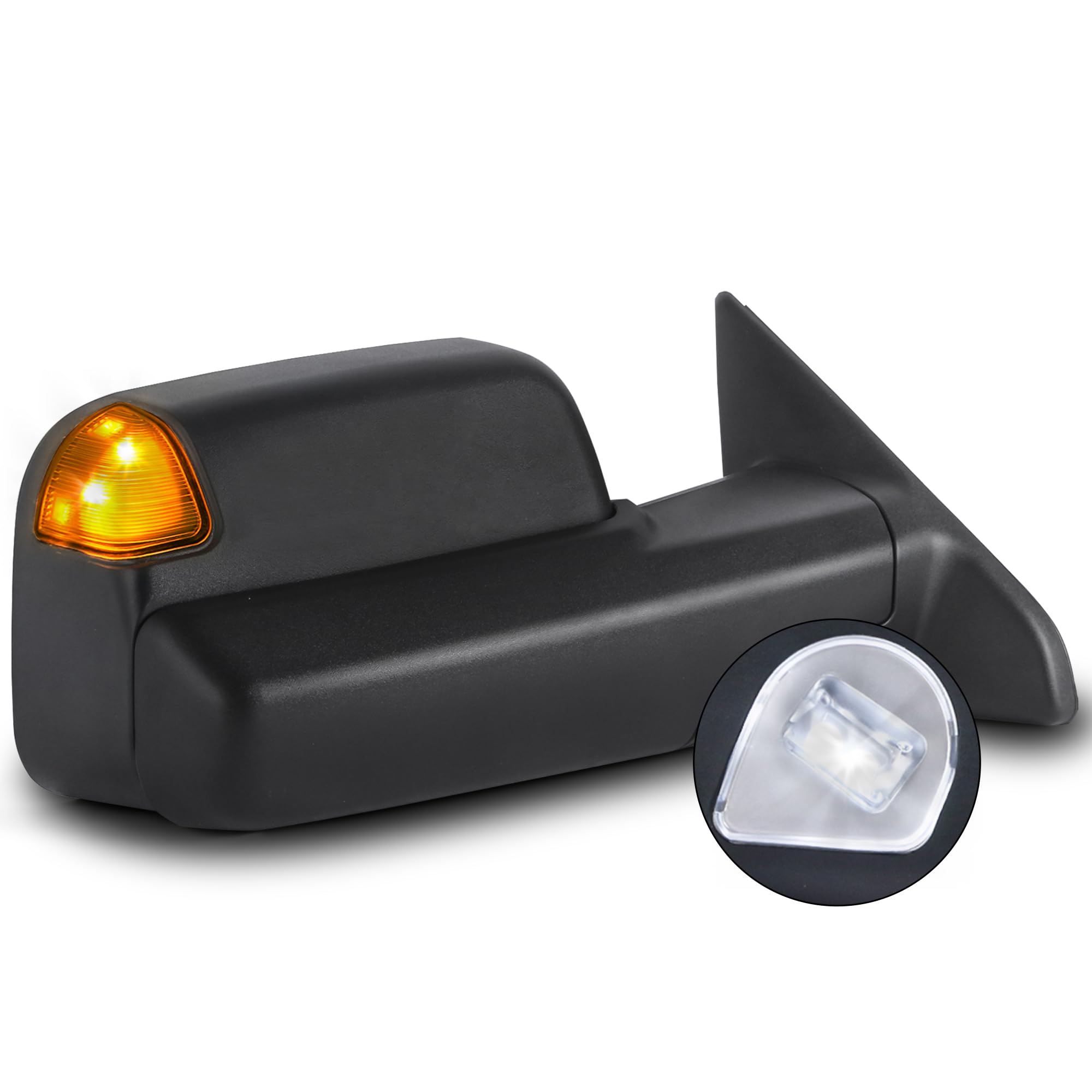 KUIPERAUTO Right Black Power Heated Towing Mirrors Compatible for 09-18 Dodge Ram 1500 / Compatible for 10-18 Dodge Ram 2500 3500 / Compatible for 19-