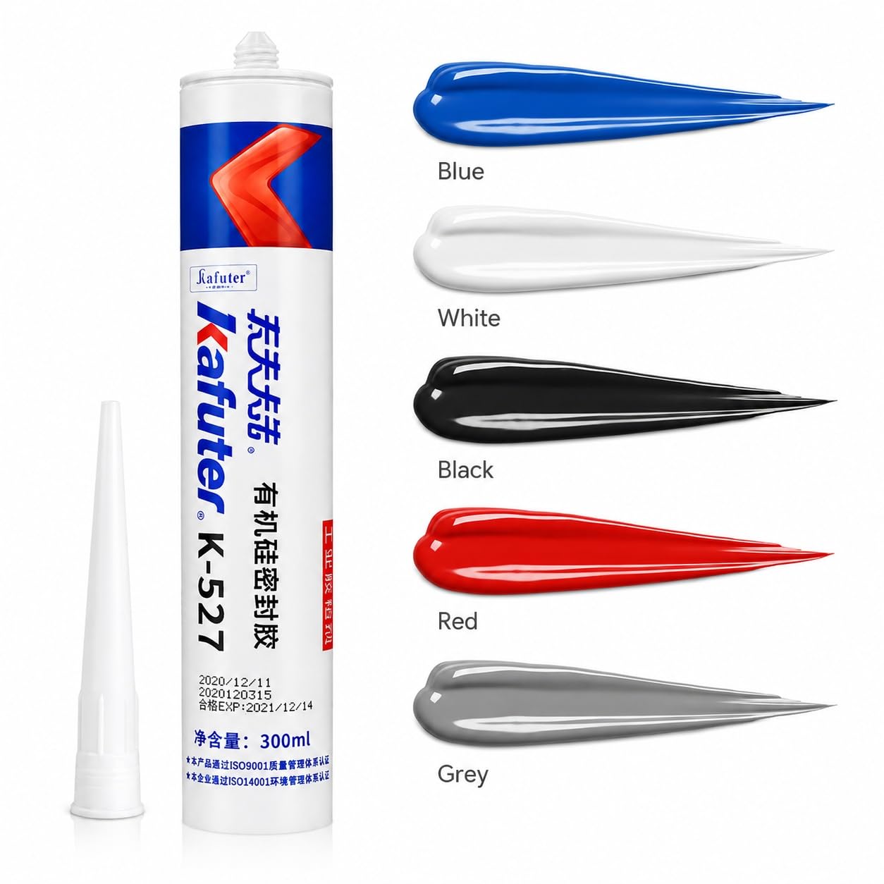 VIDOO Kafuter K-527 Glas-Keramik-Kunststoff-Montagegel Silikonkleber Thixotropes Feuchtigkeitsschützendes Vibrationshemmendes Statisches Fugen-Dichtmittel 300ml Zylinder - Schwarz