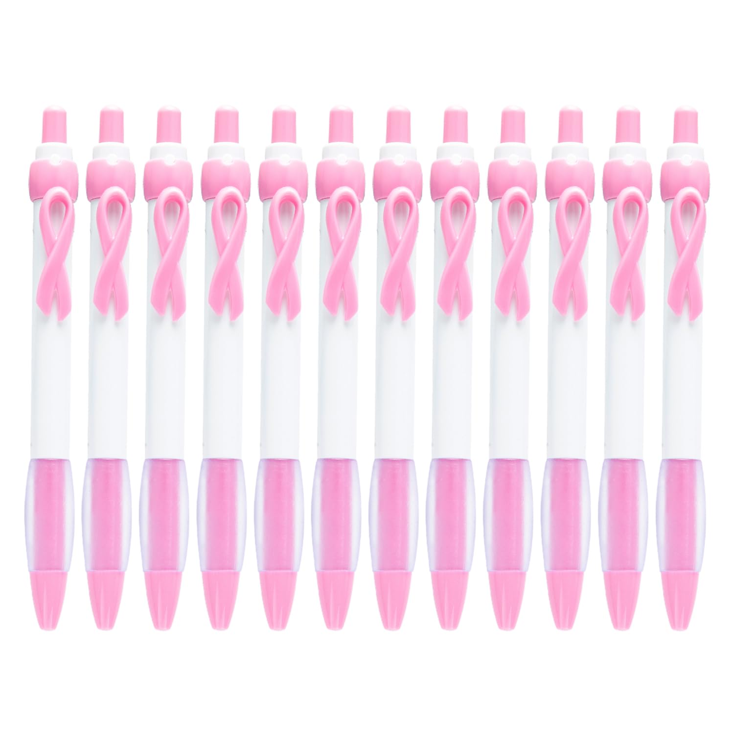 Lezevn Breast Cancer Awareness Ballpoint Pen Pink Ribbon Inspirational Tickler Ball Pens for Motivational Stationery Supplies Gifts (12)