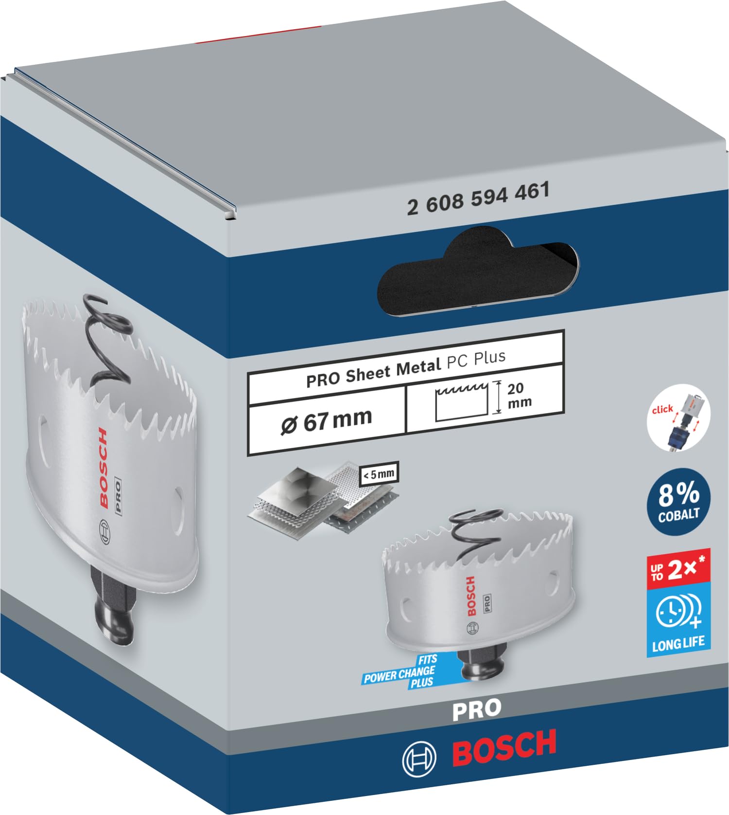 Bosch 1x PRO Sheet Metal Power Change Plus Delik Açma Testeresi (Paslanmaz Çelik Saclar, Çelik Saclar, Ø 67 mm, Professional Aksesuar Döner Matkap/Vidalamalar, Darbeli Matkap/Vidalama)