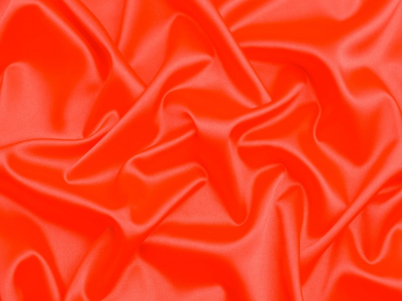 Minerva Core Range Stretch Woven Satin Fabric Neon Orange - Lightweight & Suitable for Dressmaking - Approx Width: 145cm / 58" - Sold per metre