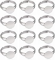 Vista 6 de LANBEIDE 40 anillos en blanco, chapado en plata, ajustable, plano, de 0.47 pulgadas, base de anillo en blanco (oro + plata)