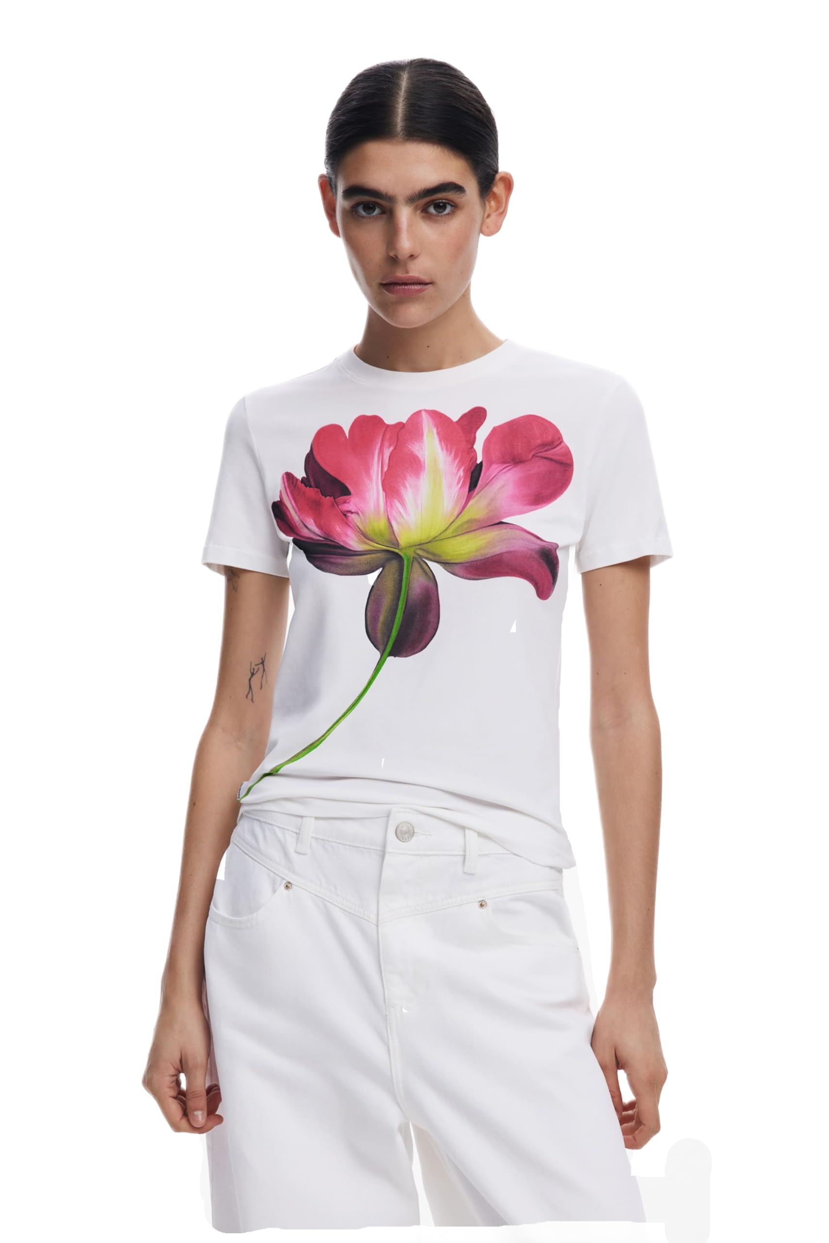 Desigual T-Shirt Damen White XS Arty-Print