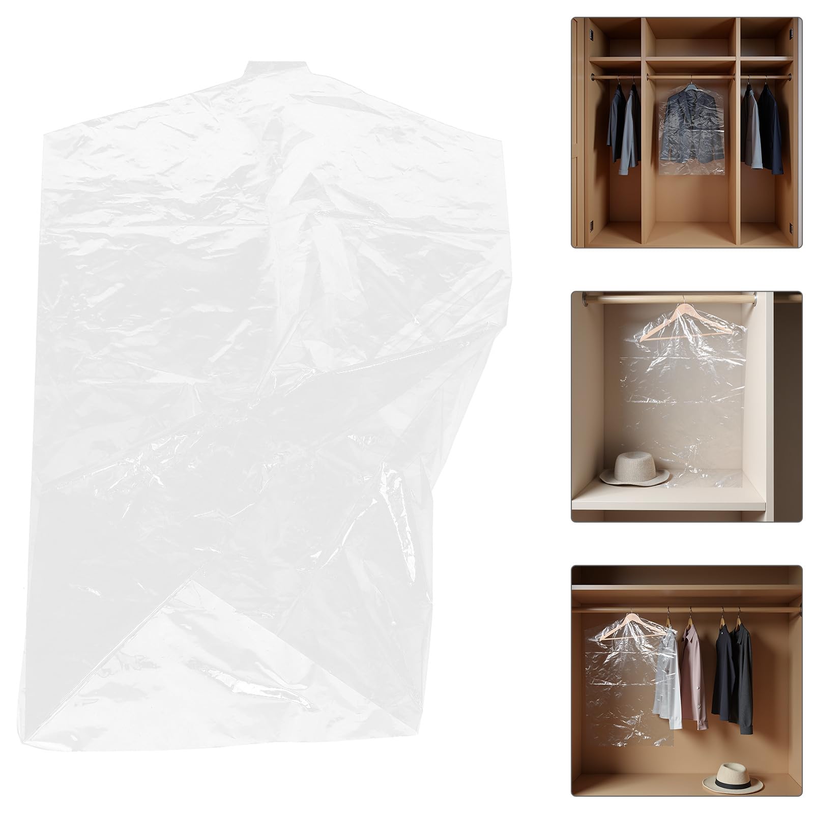 20 Unidades Funda Protectora para Ropa Antidespolvo de Plástico Transparente, Prevención de Colapso en Hombros, Ahorro de Espacio para Vestido y Pantalón en Armario o Viaje