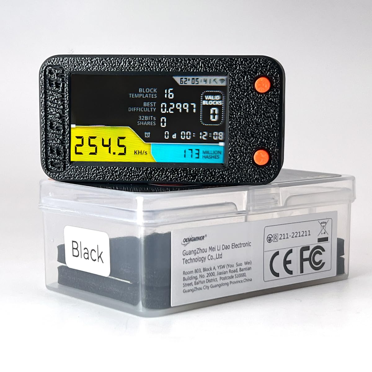 NerdMiner V2 Pro 250KH/s T-Display S3 Bitcoin Solo Lottery Miner - Low Power Consumption, WiFi, USB-C - 3.125 BTC Winning Potential – Ideal for Home Mining (Black)