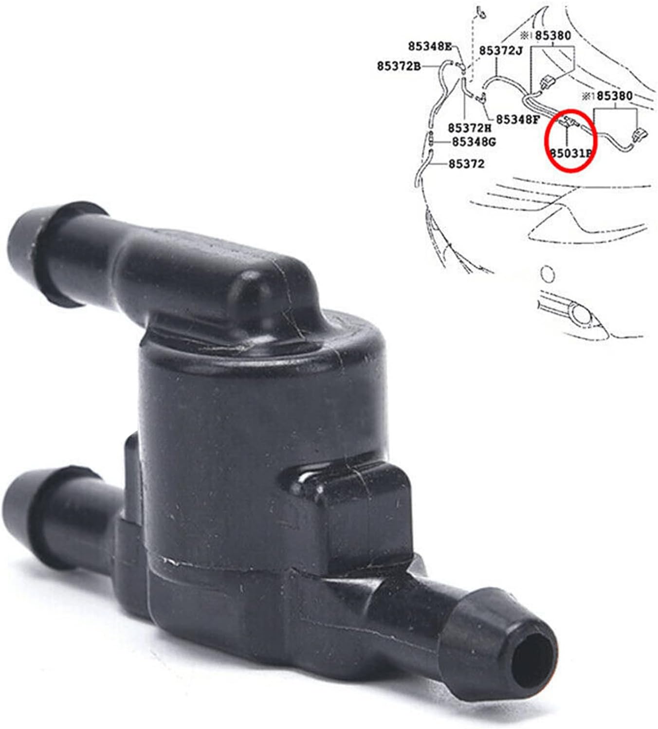 2 PCS Windshield Washer Valve,Auto Replacement for Wiper Washer Windshield Check Valve,85321-28020 Replacement for Toyota Scion Lexus Windshield Check Valve
