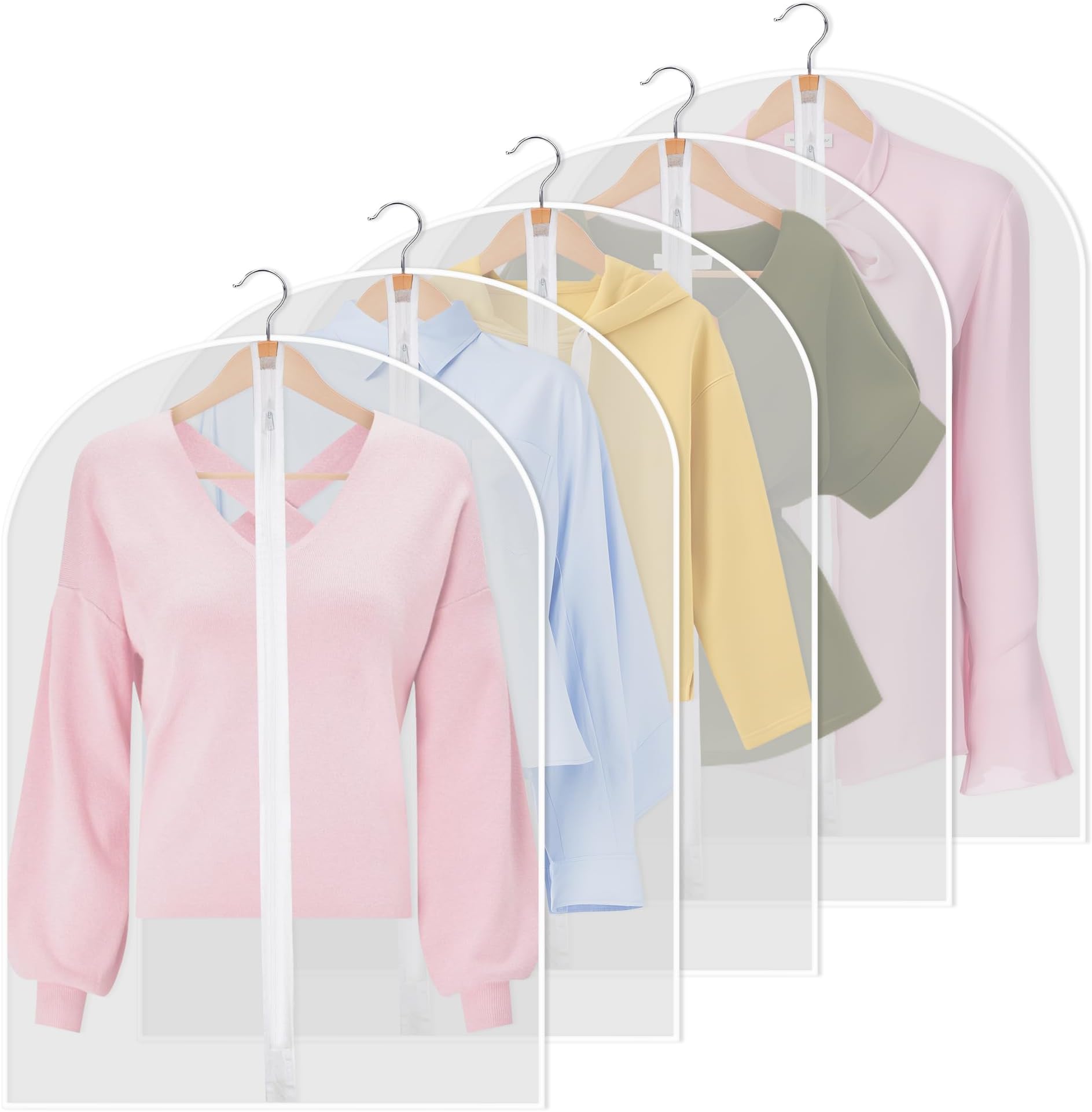 Clysee 30 Pack Clear Garment Bags Bulk for Hanging Clothes 24'' x 40'' /50'' Clothes