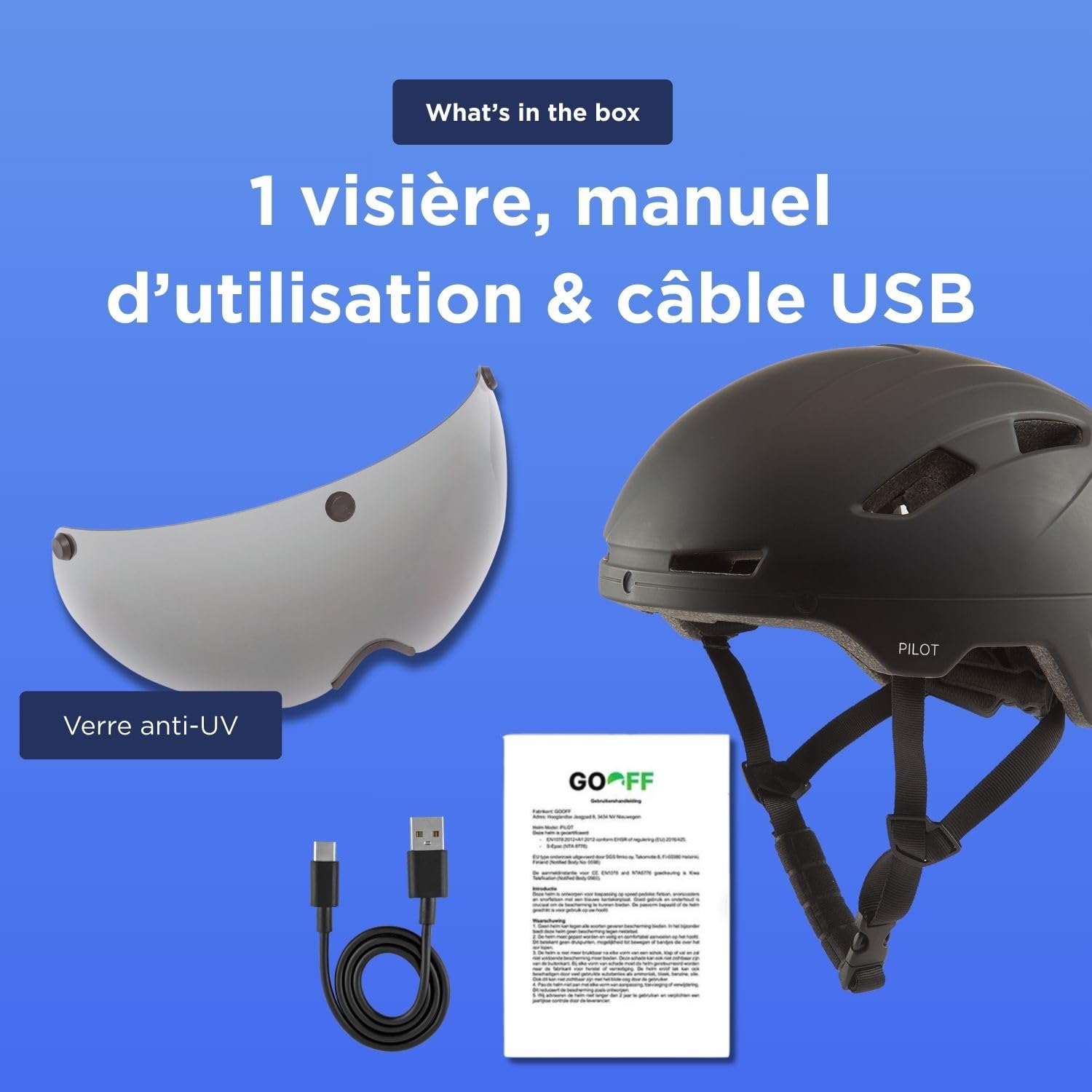 GOOFF Casque Pilot 3-en-1 Speed Pedelec | Visière amovible | Casque de vélo léger | Certifié NTA, pour femmes et hommes