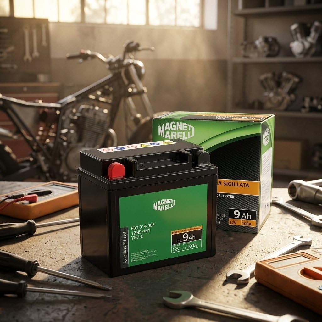 Quantum Energy Magneti Marelli akumulator motocyklowy i skuterowy 9AH 12V 100A uszczelniona technologia AGM lewy biegun dodatni