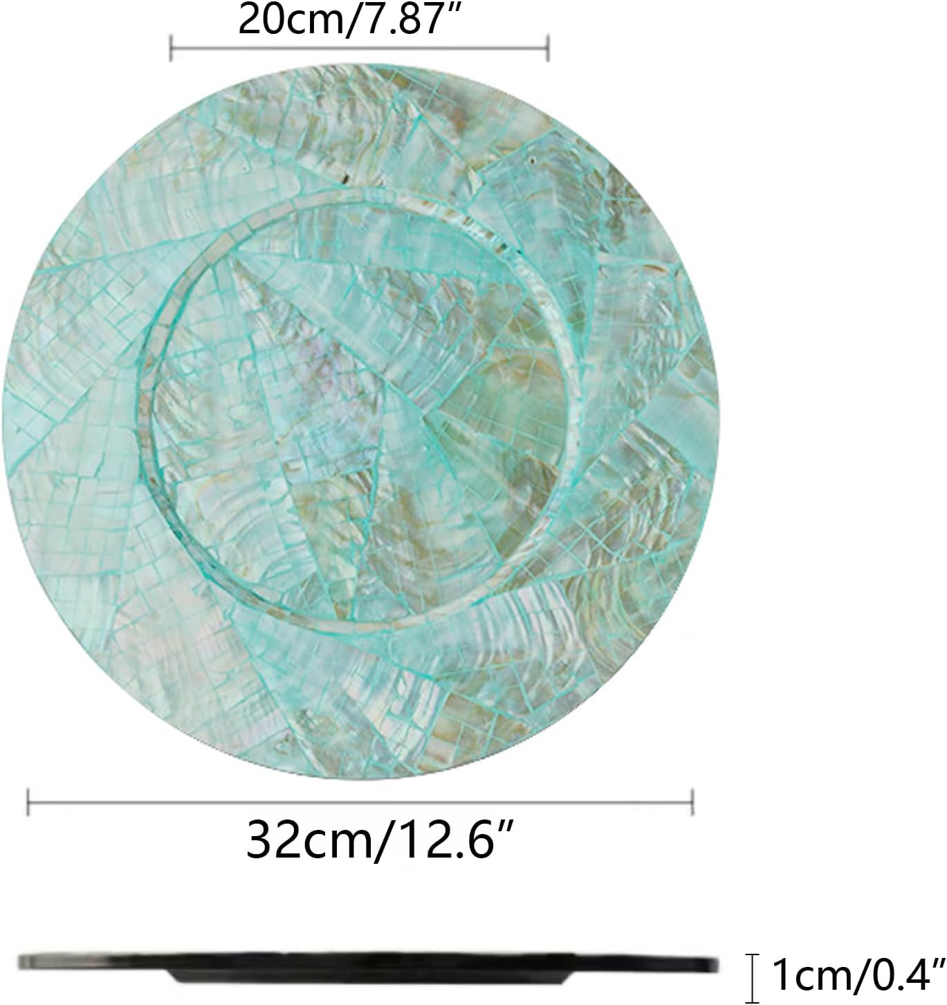 i-lan 2-Pack 13" Mother of Pearl Charger Plates – Shell-Inlaid Wooden Platters for Dining, Party & Luxury Décor – Elegant Dinnerware Placemats, Ideal Housewarming or Holiday Gift - Image 2