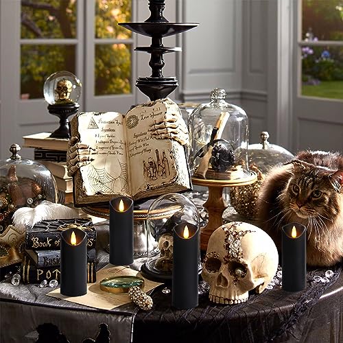 Image of Homemory Black Flameless Candles, Halloween Candles, Battery Operated Candles, LED Pillar Candles with Remote Control and Timers, Set of 9