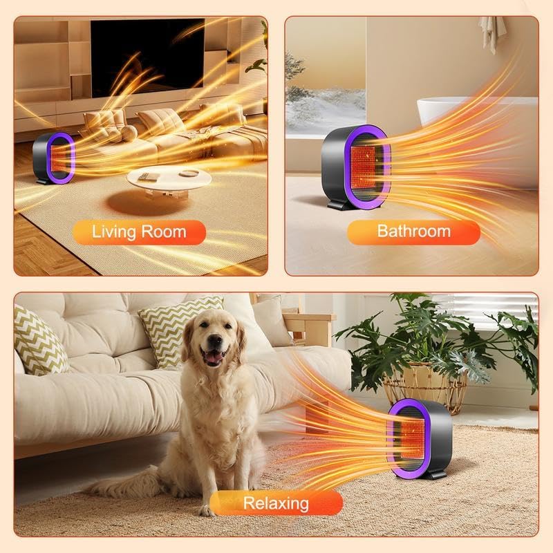 Portable Ceramic Heater with Fan 2 Speed Energy Efficient Indoor Heater with Overheating and Tip Over Safety for Office and Home Use