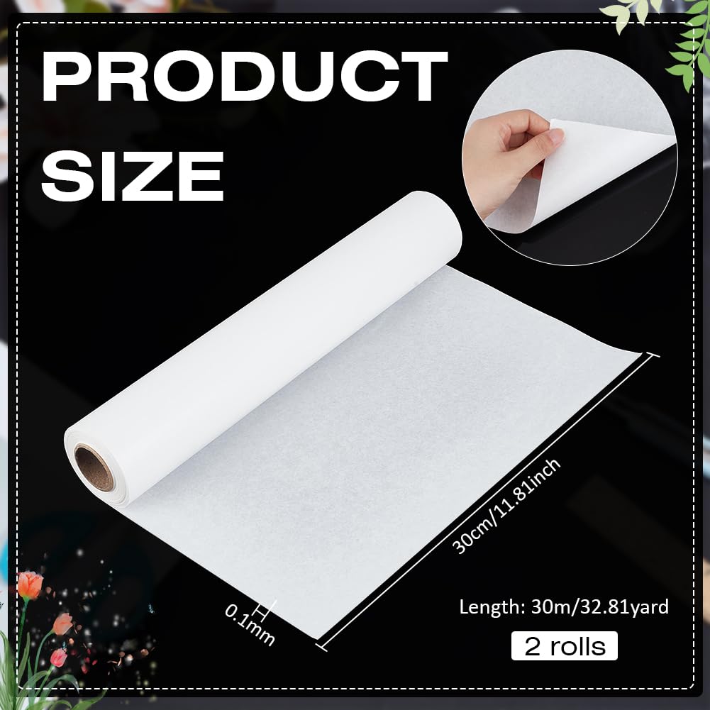 BENECREAT 2 Rollen 60m Gefrierpapier für Quilting 300mm Breite Quilter Gefrierpapierbögen für DIY Projekte Nähen Handarbeit Schneider
