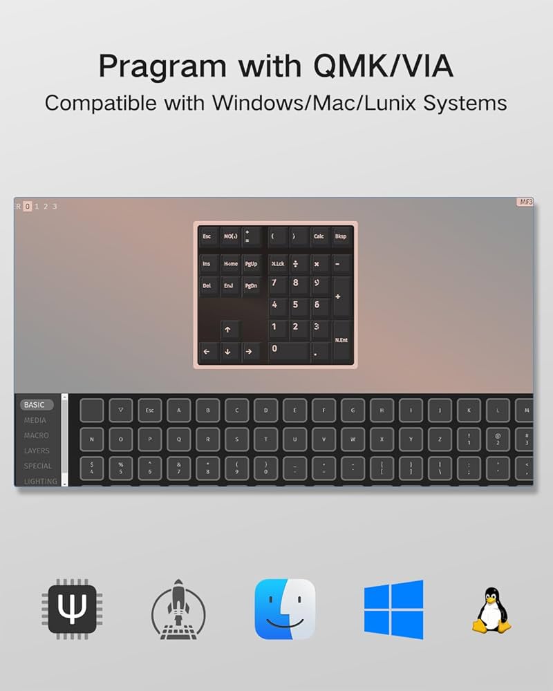 Amazon | Kisnt カスタムメカニカルナンバーパッド QMK/VIA プログラム