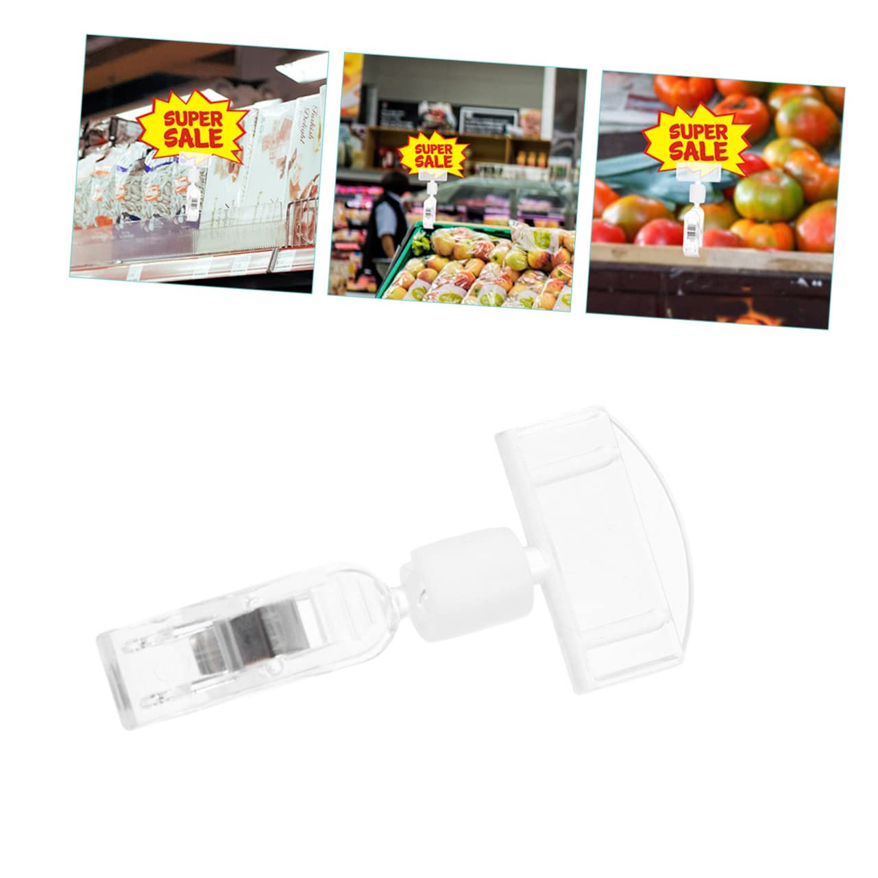 HOMSFOU 100 Stck. Preisschildhalter Clip Transparente Etikettenklemmen für Einzelhandel Supermärkte Werbeaktionen Verstellbar und Leicht Vielseitig Einsetzbar