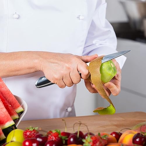 Miniatura 6 de SHAN ZU - Cuchillo de pelar, cuchillo de fruta de acero de Damasco de 4 pulgadas, cuchillo de tallado de frutas de alto carbono con caja de regalo