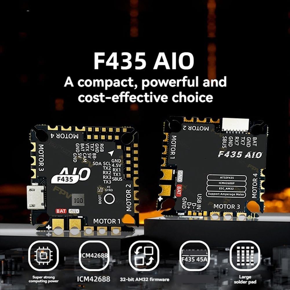 F435 AIO Flight Controller 45A BLHeli_S AM32 ESC 2-6S Supporto per FPV Drone Quadcopter RC Racing e Freestyle