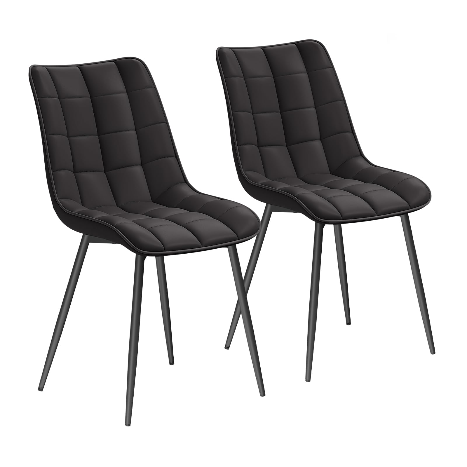 WOLTU Dining Chairs Set of 2 pcs Kitchen Counter Chairs Lounge Leisure Living Room Corner Chairs Anthracite Faux Leather Reception Chairs with Backrest and Padded Seat