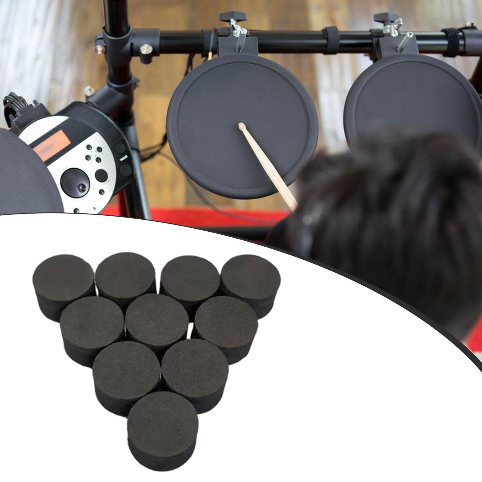 10 Stück Elektronische Drum Pads Und Schwammzylinder Trigger mit Kleberückseite Percussion Trigger Zubehör Zum Leisen Üben Und Verbessern Der Geschwin, 28 X 20 Mm