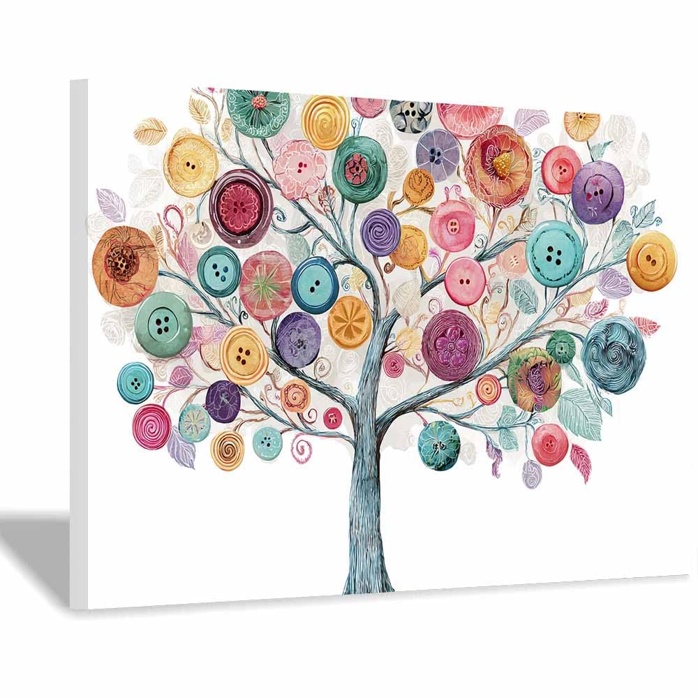 ZAMAEIU Tree of life wall art Knotted Tree abstract canvas wall, For Bathroom, Living Room, Bedroom, Office.Gift for Home Decor(multicolored)-70x100cm Framed