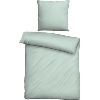 biberna Premium Tencel 0470500 Bed Linen Set 135 x 200 cm Green 100% Lyocell Easy Care Soft Smooth Temperature Regulating Zip Summer Eucalyptus Bed Linen Plain