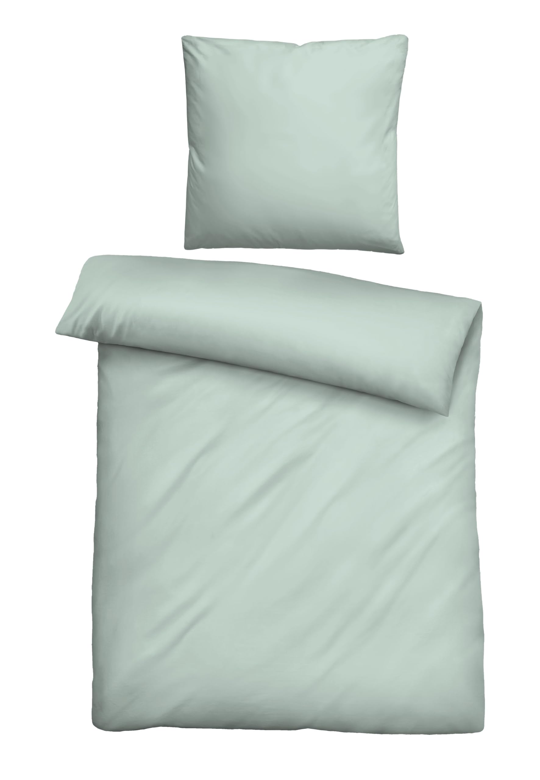 biberna Premium Tencel Bettwäsche Garnitur 135x200 cm grün | 100% Lyocell | pflegeleicht, weich, glatt, temperaturregulierend | Reißverschluss | Sommerbettwäsche aus Eukalyptus | Uni | Modell 0470500