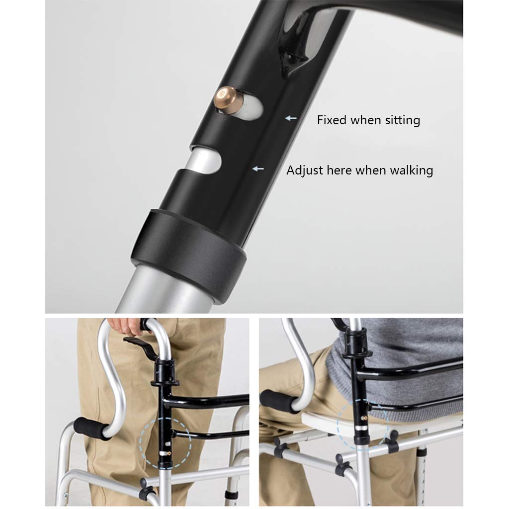 Cesta para caminar para personas mayores, estructura para caminar con asiento, cesta plegable ligera para personas mayores, altura ajustable, uso en interiores o exteriores, para c