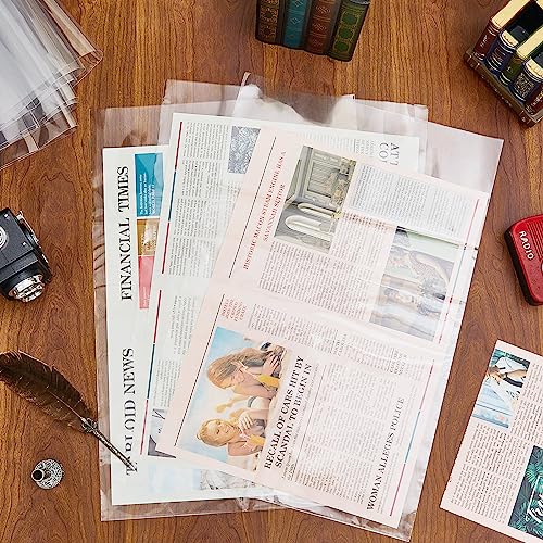 Seajan 100 Pcs 24 x 16 Inch Clear Newspaper Bags Plastic Bags Plastic Sleeves for Artwork Magazine Protector Sleeves Newspaper Sleeves for Newspapers Packaging Photo Preservation - Thumbnail 7