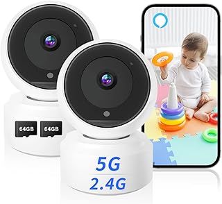 2K Indoor Camera, 5G & 2.4G Security Pet Camera for Baby Monitor, 360° PTZ Wireless Cameras for Home Security with Night Vision Motion Detection Compatible with Alexa (2 Pack)