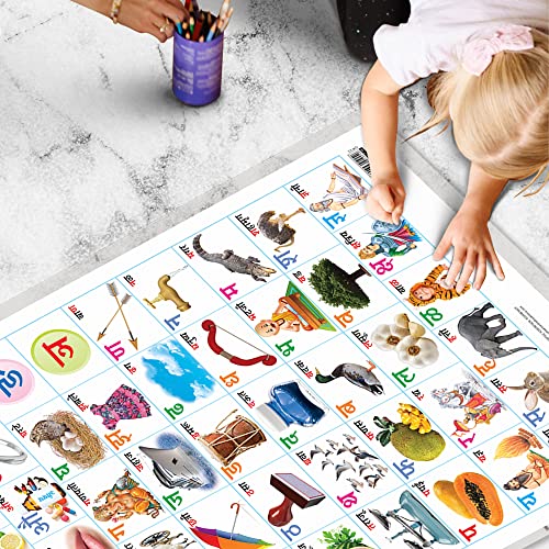 Image of GO WOO Combo of 2 Alphabet and Marathi Varnamala (Marathi) Educational Posters for Preschool Kids Classroom Study | Learning- Charts for Kids Learning (20 inchX30 inch Inches)