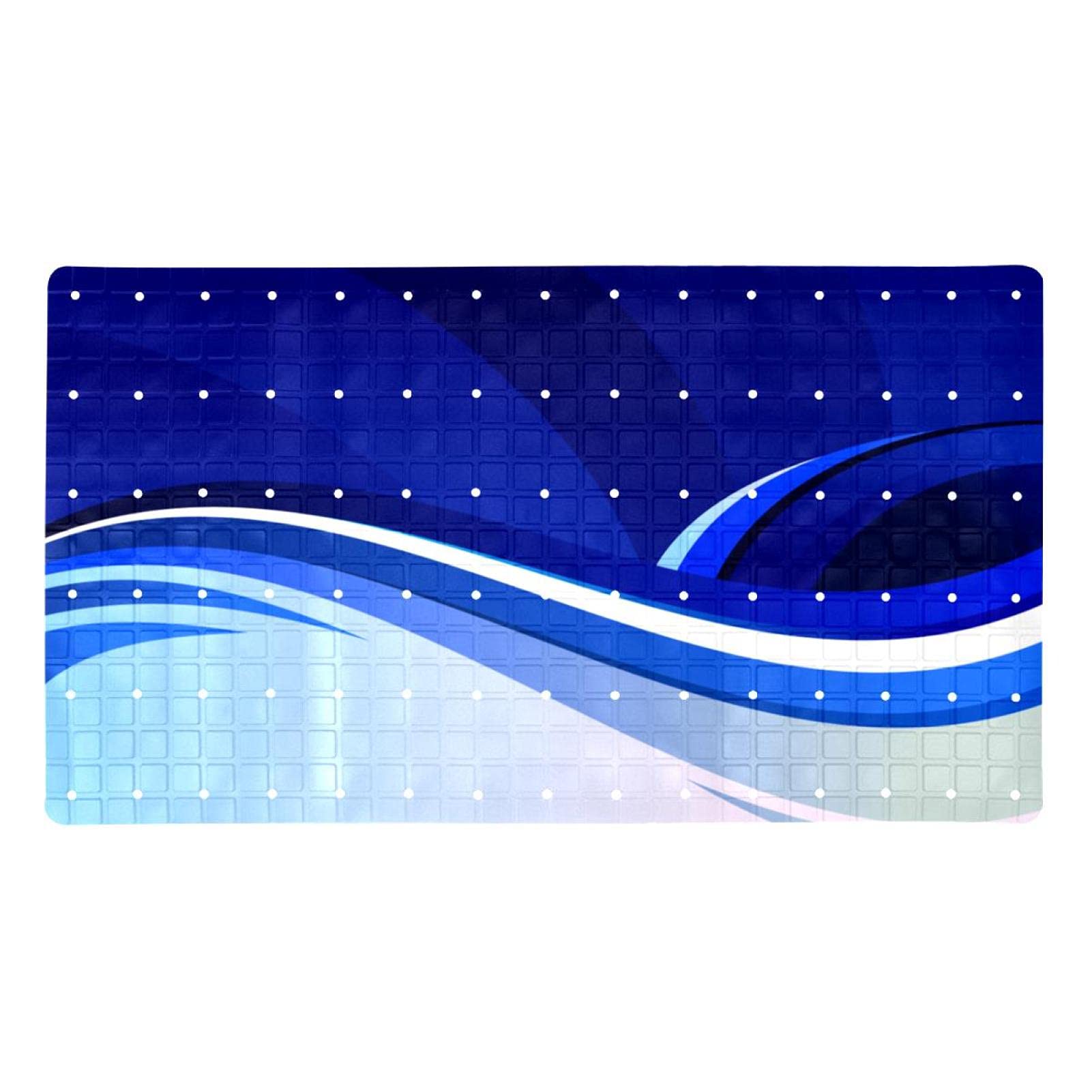 Tapis de salle de bain bleu abstrait antidérapant à ventouses