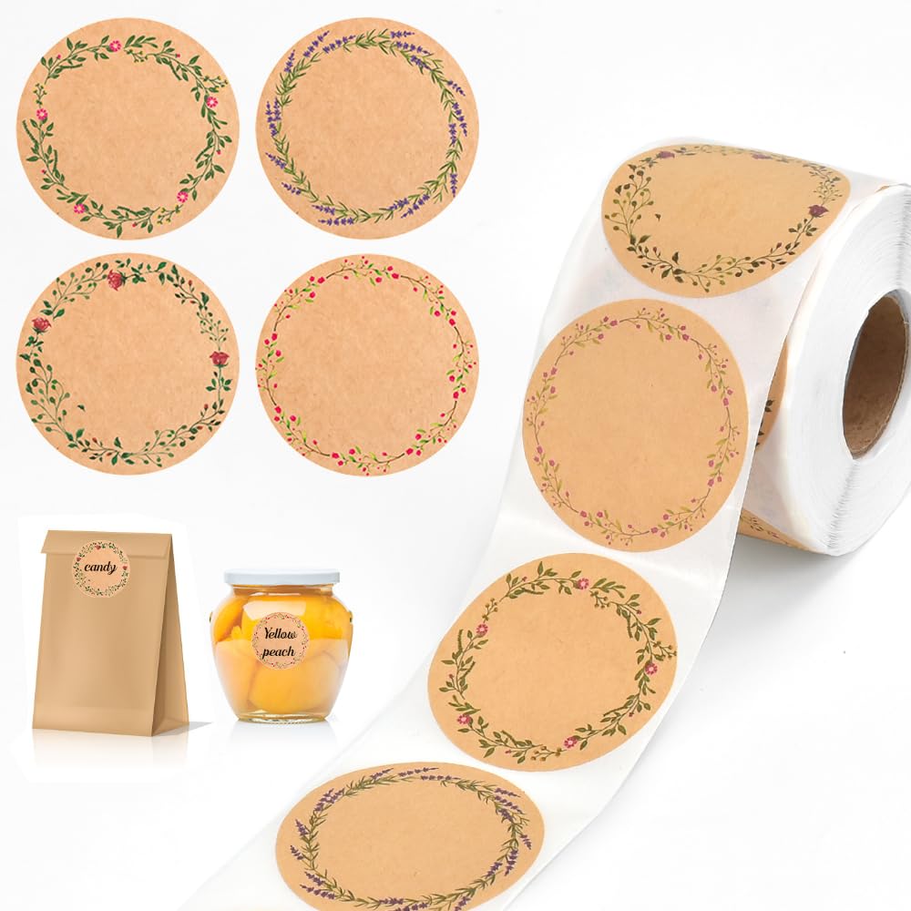 MININUSI 500 Etiquetas Adhesivas Kraft 5cm Personalizadas Marrón Pegatinas Redondas Kraft Etiquetas Adhesivas Regalo Kraft Etiquetas Autoadhesivas Kraft Round Para Paquete Bolsas Regalo Manualidades