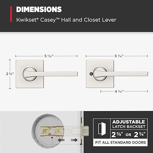 Miniatura 108 de Kwikset Casey - Manija de bloqueo de puerta de entrada, entrada exterior con llave segura, mango reversible, tecnología de seguridad SmartKey Re-Key