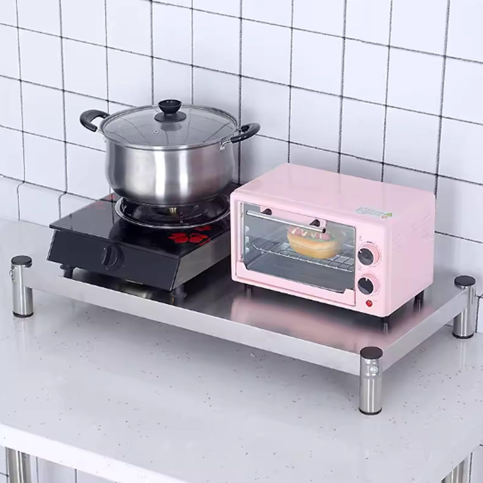 Estante de acero inoxidable de alta resistencia, soporte elevador de piso comercial con viga transversal reforzada para almacenamiento en cocina, restaurante, garaje