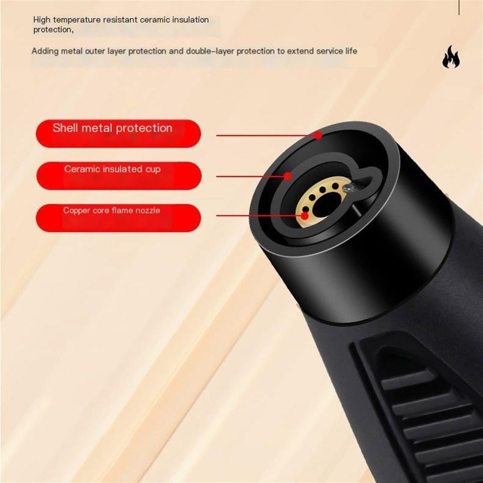 Lot de 3 briquets au butane rechargeables et coupe-vent pour barbecue, cuisine, camping - avec fenêtre de visualisation (gaz non inclus)