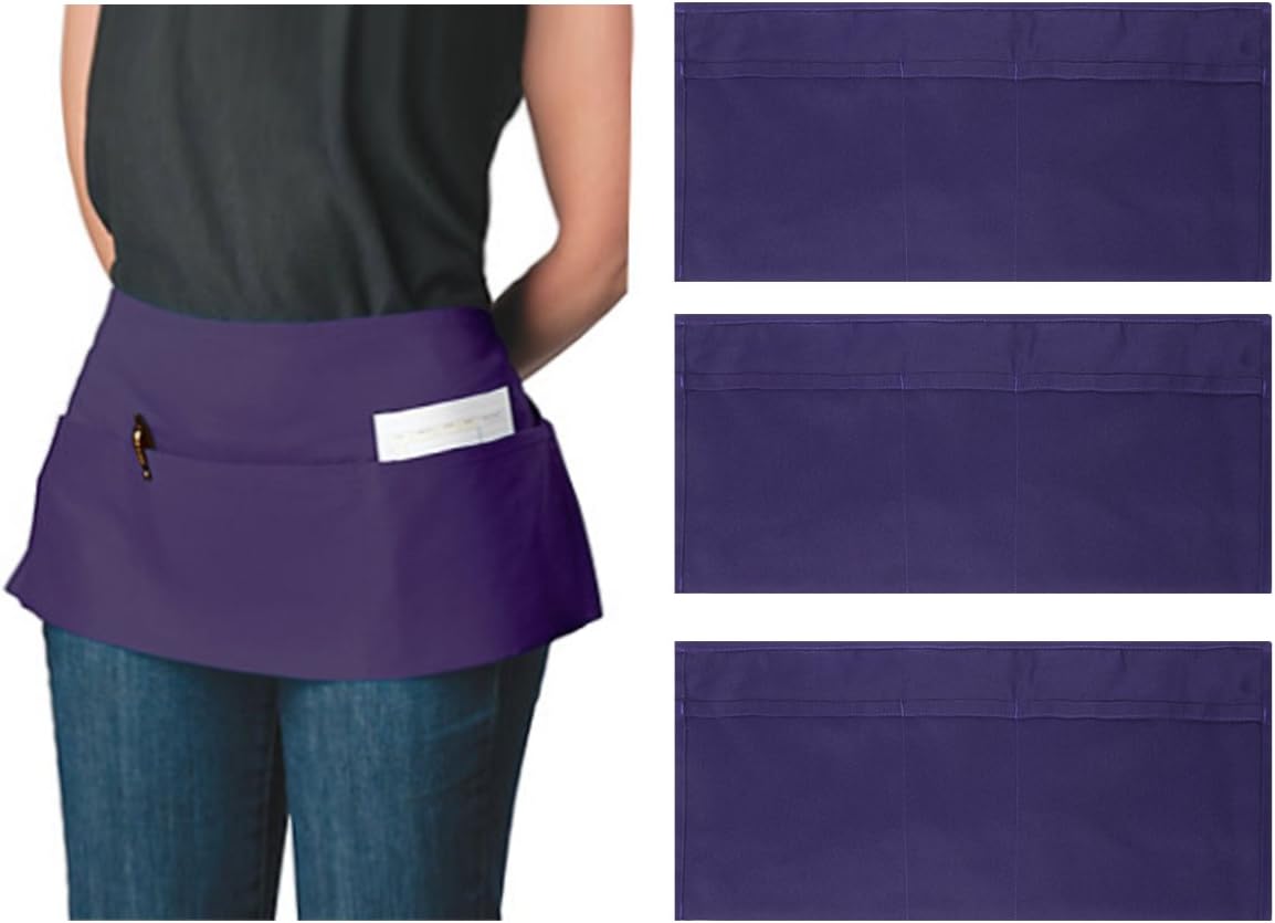 Ataly 3 Pack 3Pocket Canvas Waist Aprons for Women & Men
