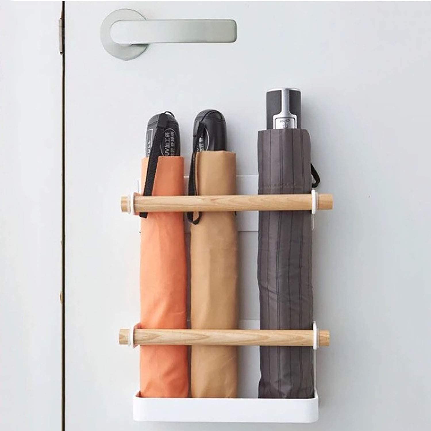 Porte-Parapluie Magnétique Mural Réglable – Design Métal Avec Bac Amovible, Gain De Place Entrée/Bureau