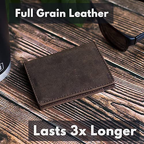 Premium Leather Credit Card Holder ID Wallet for Men | Slim RFID Blocking Wallet, Brown2