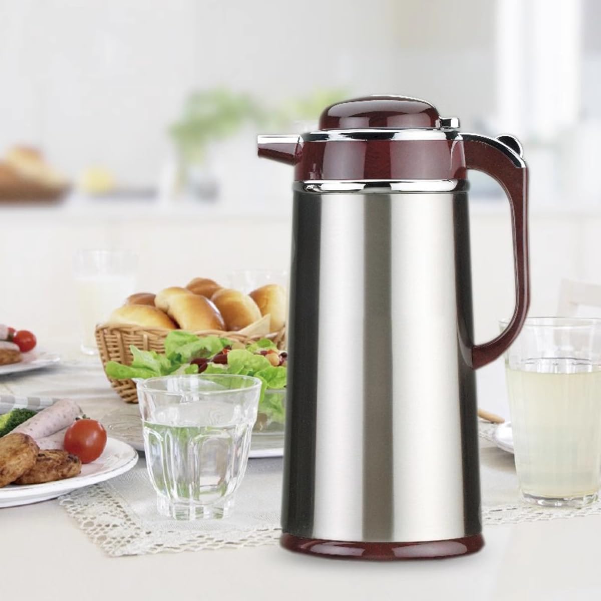 1,6 l/1,9 l dzbanek do kawy ze stali nierdzewnej, dzbanki do gorących płynów, izolowany termos do kawy, do utrzymywania ciepła/zimna, dozownik do kawy, herbaty, wody i napojów na i