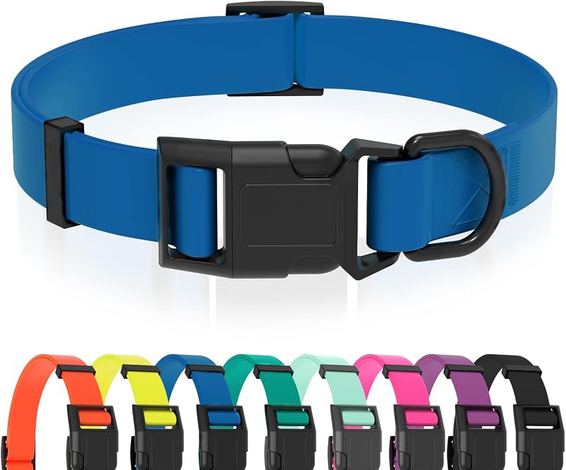 Coleira para Cães Impermeável de Nylon Revestido com Fecho de Engate Rápido KIDDING PETS Azul, M (30,0–47,0 cm)