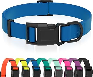 Kidding Pets Waterproof Dog Collar, Easy to Clean Rubber Dog Collars with Quick Release Buckle Fits Small Medium or Large Dogs (Blue, M < 11.8-18.5 inch)