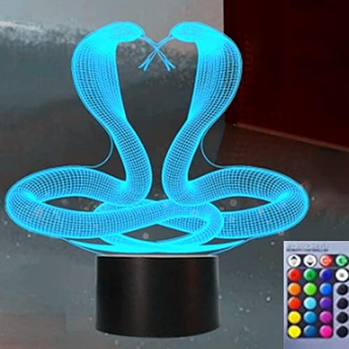 3D serpiente noche luz led lámpara ilusión 16 color cambiante mesa decoración decoración lámparas regalo cumpleaños acrílico base cable USB juguete