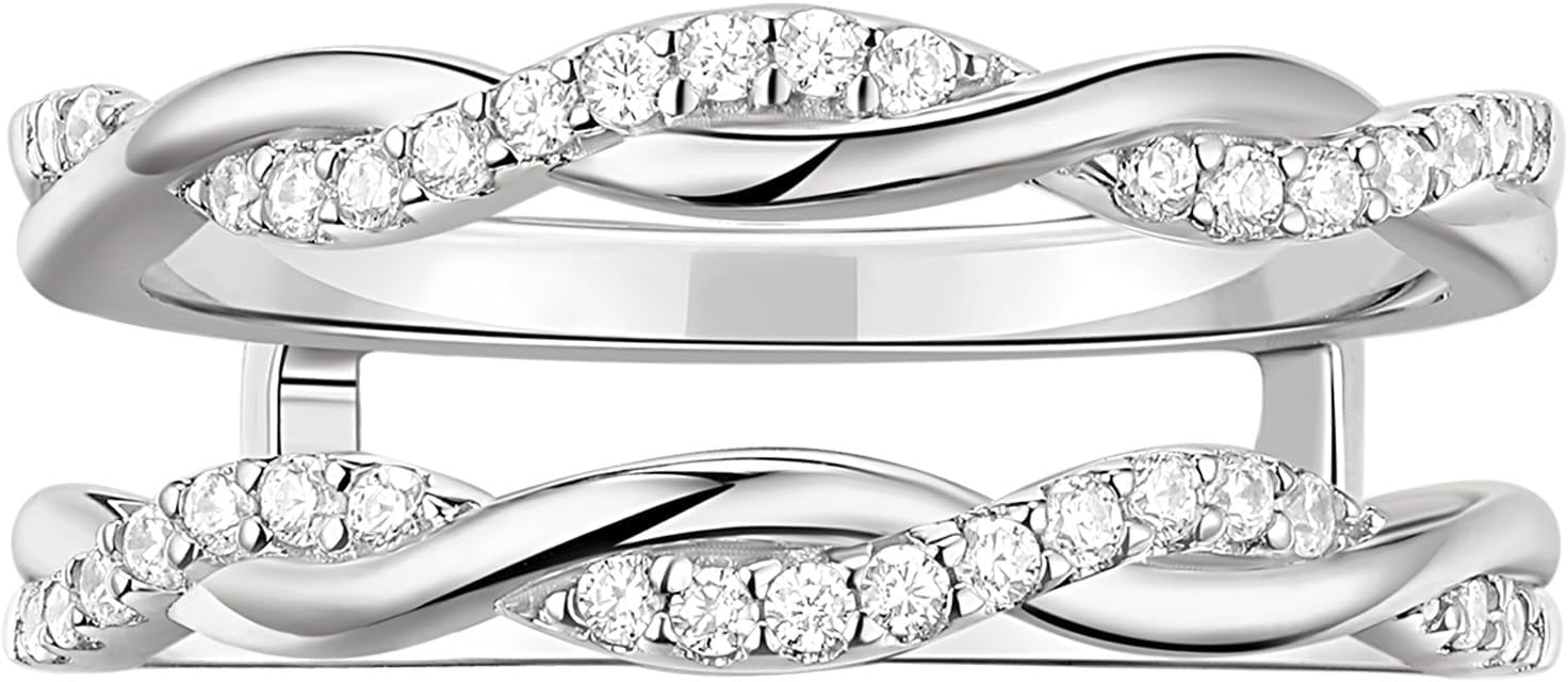 Infinity Twisted Ring Enhancers for Engagement Rings Guard Wrap Stackable Wedding Bands for Women Half Eternity Ring AAAAA Cubic Zirconia Cz Size 5-10