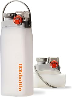 IZZI bottle Collapsible Lightweight Silicone Water Bottle (600ml, White) | BPA Free, Eco-Friendly, Medical Grade | Leakproof Bottle for Sports, Travel, Hiking, Gym, Outdoor Adventures and Daily Use