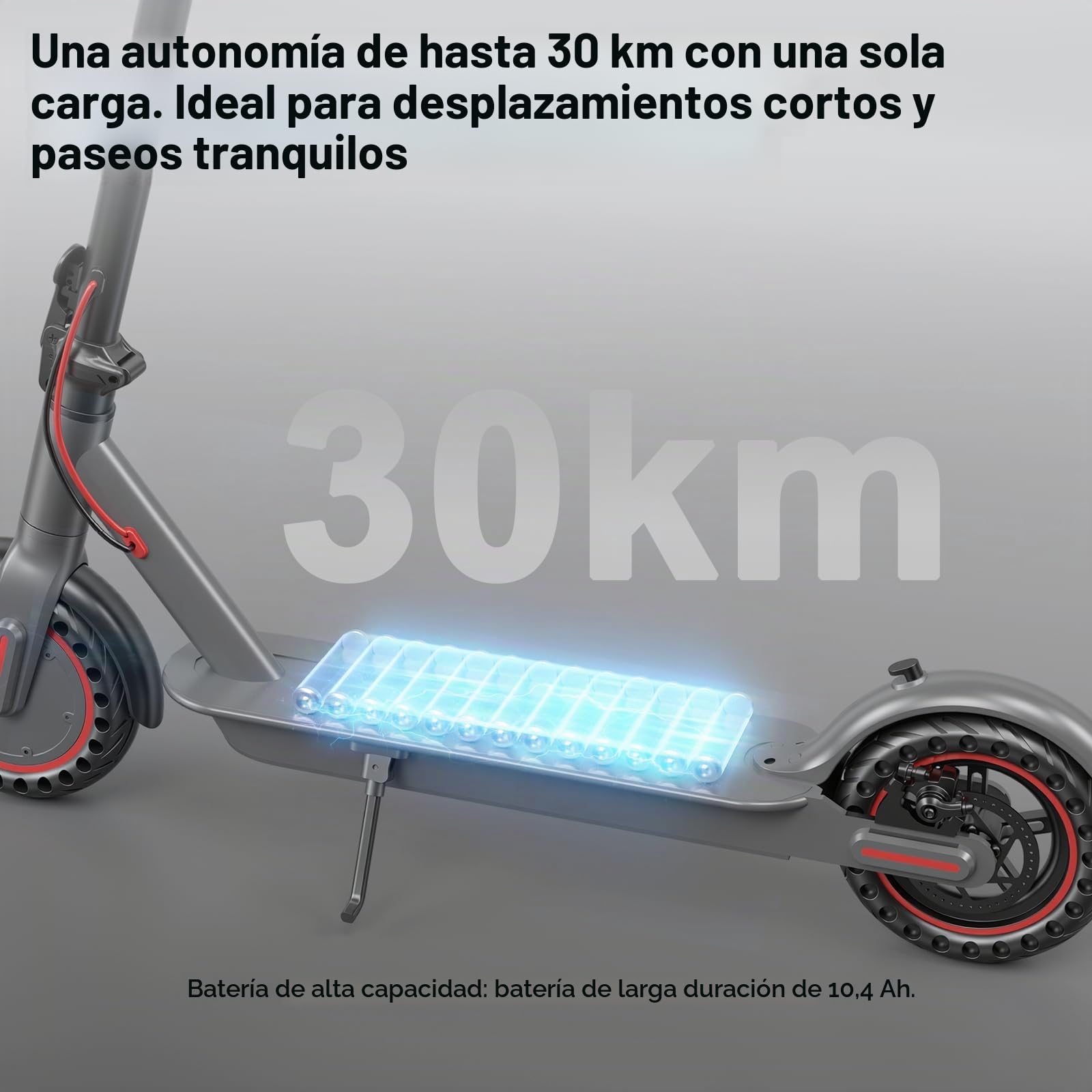 Patinete electrico, Motor de 350W, 25 KM/H, Alcance de 30 km, Patinete electrico Adultos, Plegable, neumáticos de 8,5", Pantalla LED y aplicación, Freno de Tambor.