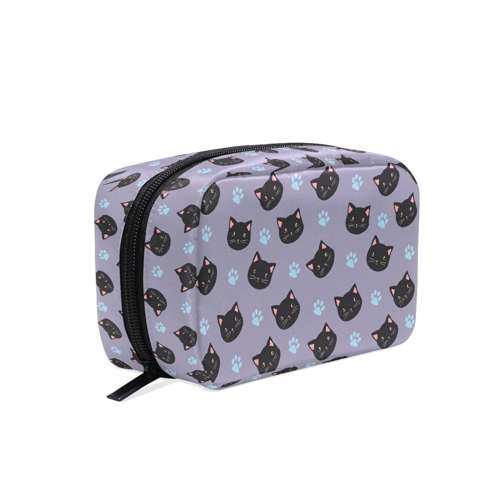 MNSRUU Small Cosmetic Bag for Girl Women Travel, Cute Cat Pink Makeup Toiletry Organizer Bags with Compartments