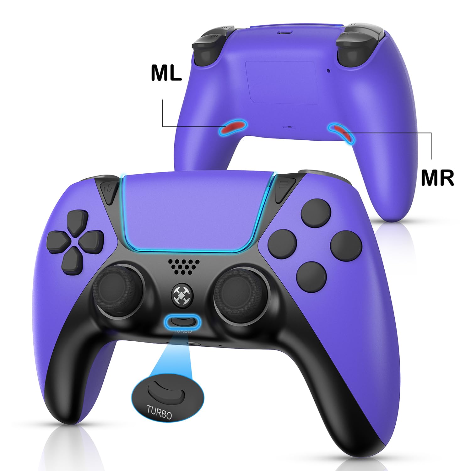 Wireless YMIR Controller for PS4/Slim/Pro Controller, Ymir Controller for Play-station 4 Controller with Turbo/Back Paddle/Upgraded Joystick, Gamepad Supports PC/PS4/Steam/iOS/MAC - Purple