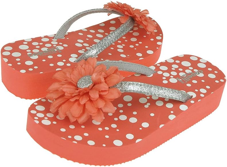 Capelli New York Glitter Thong with Flower on Polkadot Print Girls flip Flops