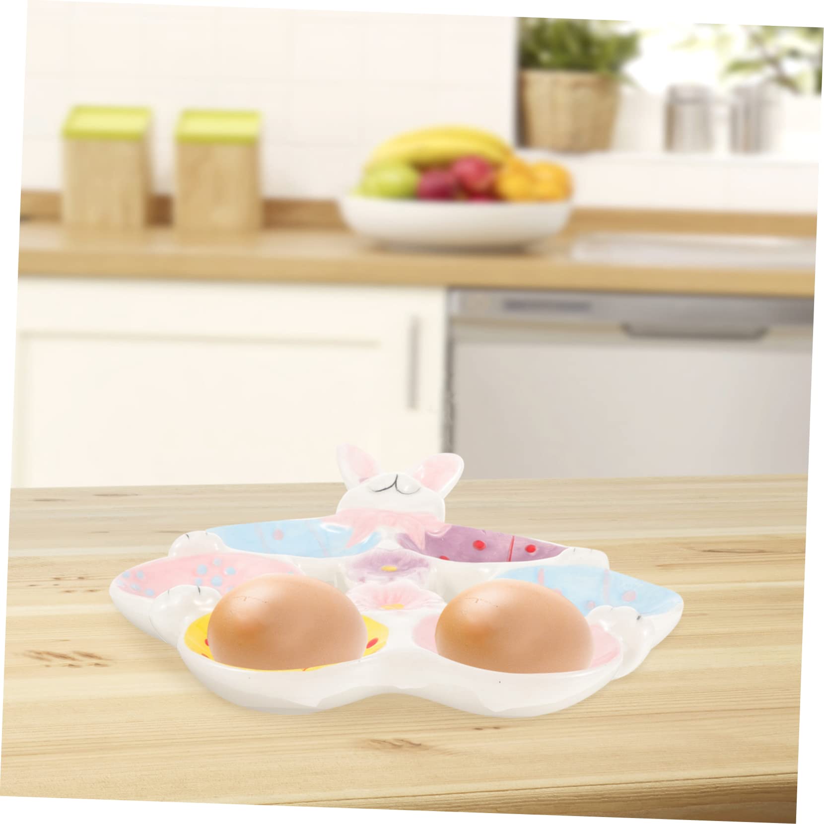 PRETYZOOM Ceramic Breakfast Egg Cups Cartoon Egg Holders with Base for Daily Use and Easy Cleaning Friends and Family Random Color