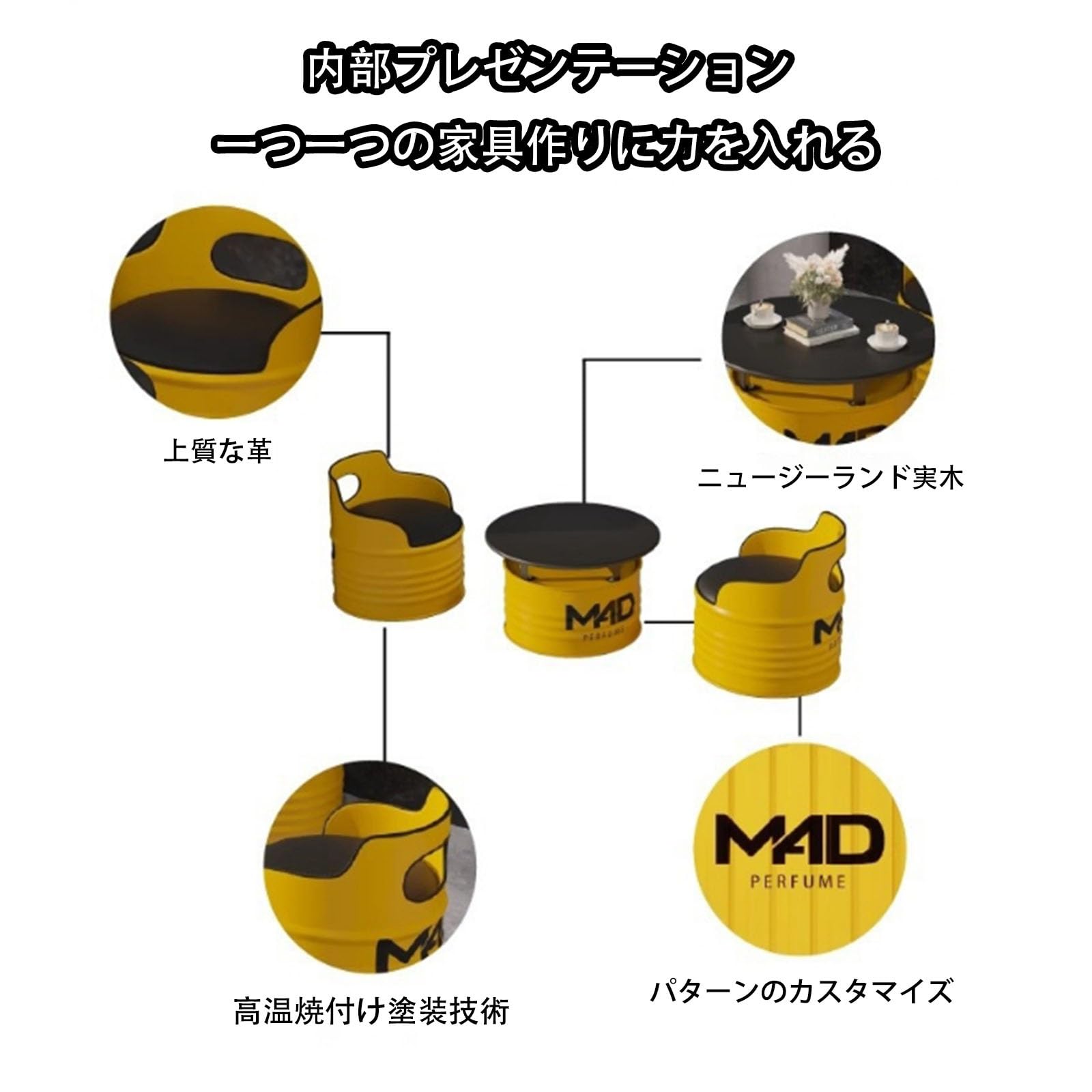 Amazon｜ドラム缶のテーブルと椅子 カウンターテーブルチェア わせ